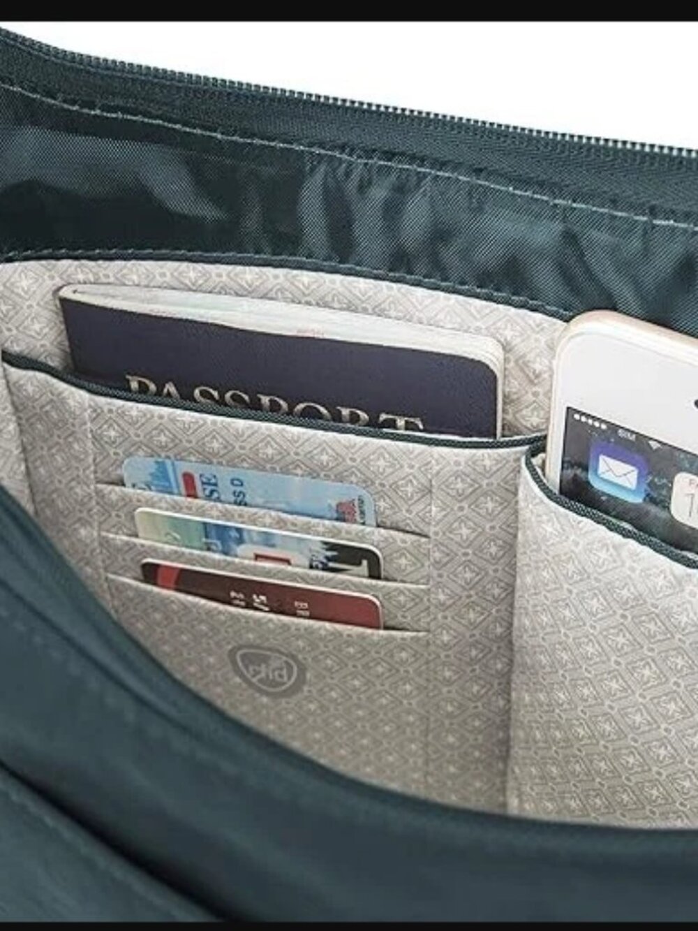 New Travelon True Classic Pocket Half Moon Bag in Peacock - Picture 9 of 12